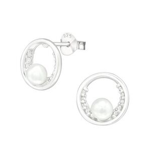 Sterling Silver Pearl Stud Earrings